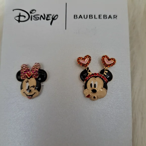 BaubleBar X Disney Valentine's Day Minnie & Mickey Kissing Stud Earrings - Picture 4 of 5